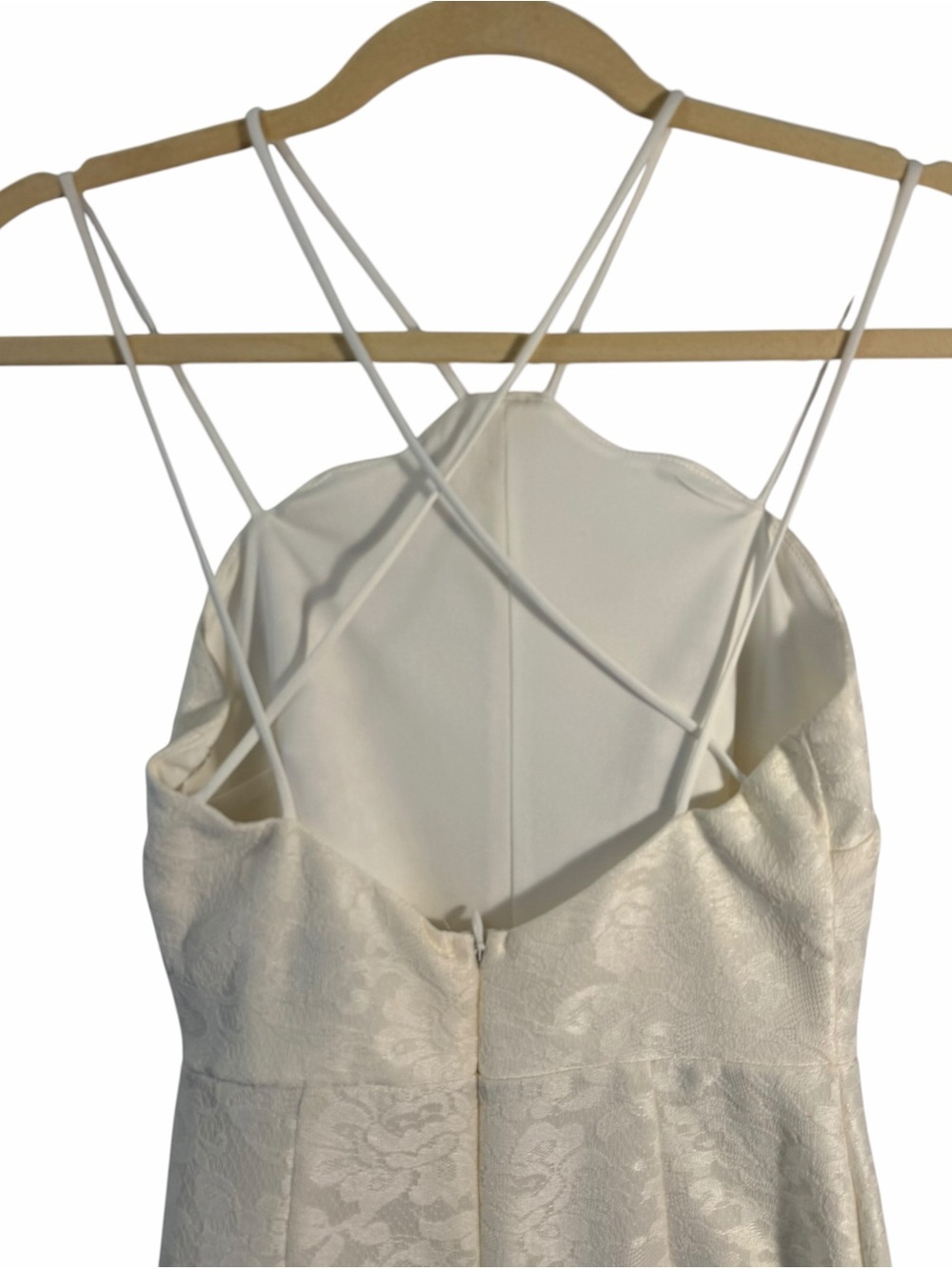 Topshop Ivory Floral Jacquard Strappy Scallop Hem Dress US 2 - Picture 5 of 5